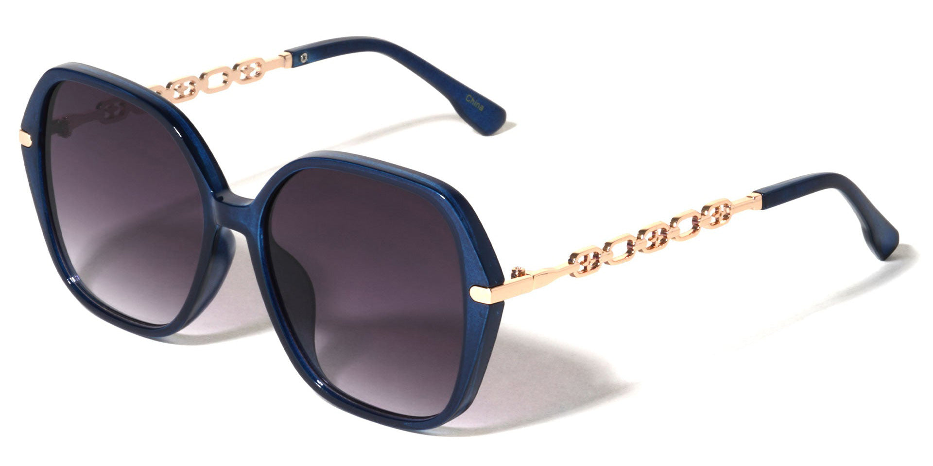 Unisex Stylish Chain Detail Sunglasses 5260 - Square Butterfly Women Fashion Chain Detail on Temple  main image 4