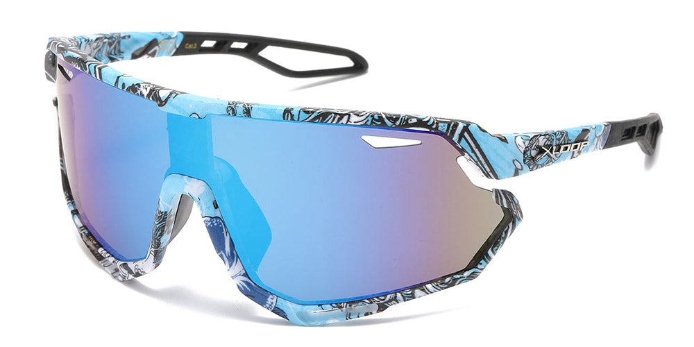 X-Loop Sport Shield Graffiti Color Print Bulk Sunglasses X3717