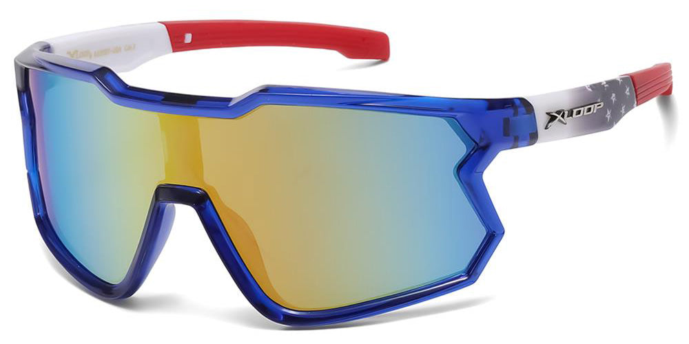 Equinox Auf Wiedersehen スラッシュメタル オリジナル USA Flag X-Loop Shield Mirrored Sunglasses in Bulk X3737-USA – OE