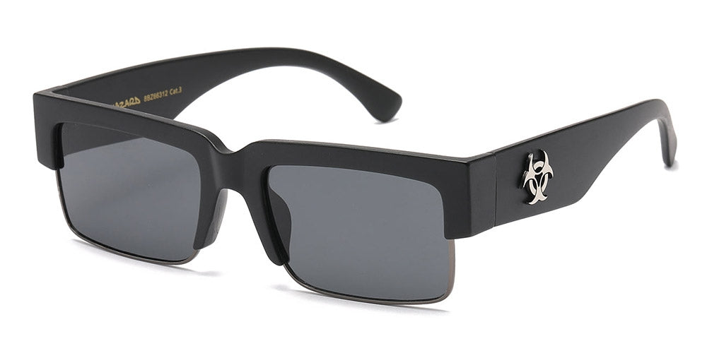 thumbnail image 2 of BioHazard Men's Sunglasses BZ01 – Black Frame / Clear Lens Rectangular Style 2 of 5