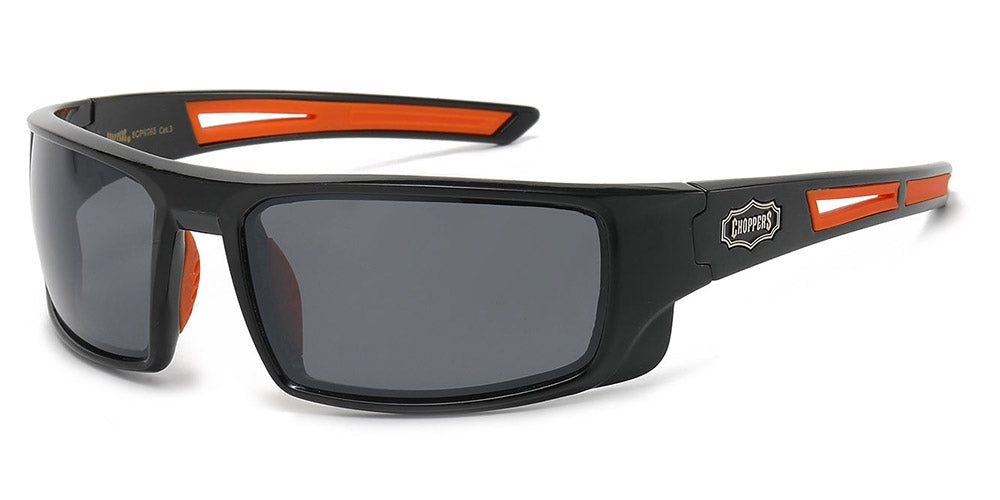 Choppers Biker Wrap Sunglasses - Matte Black With Soft Foam Padded Lining & UV400 Protection