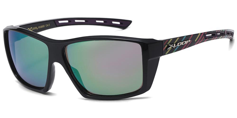 X-Loop Rectangle Sport Wrap Mirrored Sunglasses in Bulk X2832 – OE