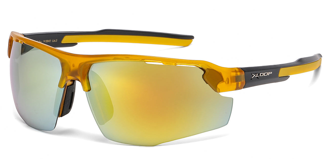 X-Loop Sport Wrap Mirrored Wholesale Sunglasses X2842 – OE