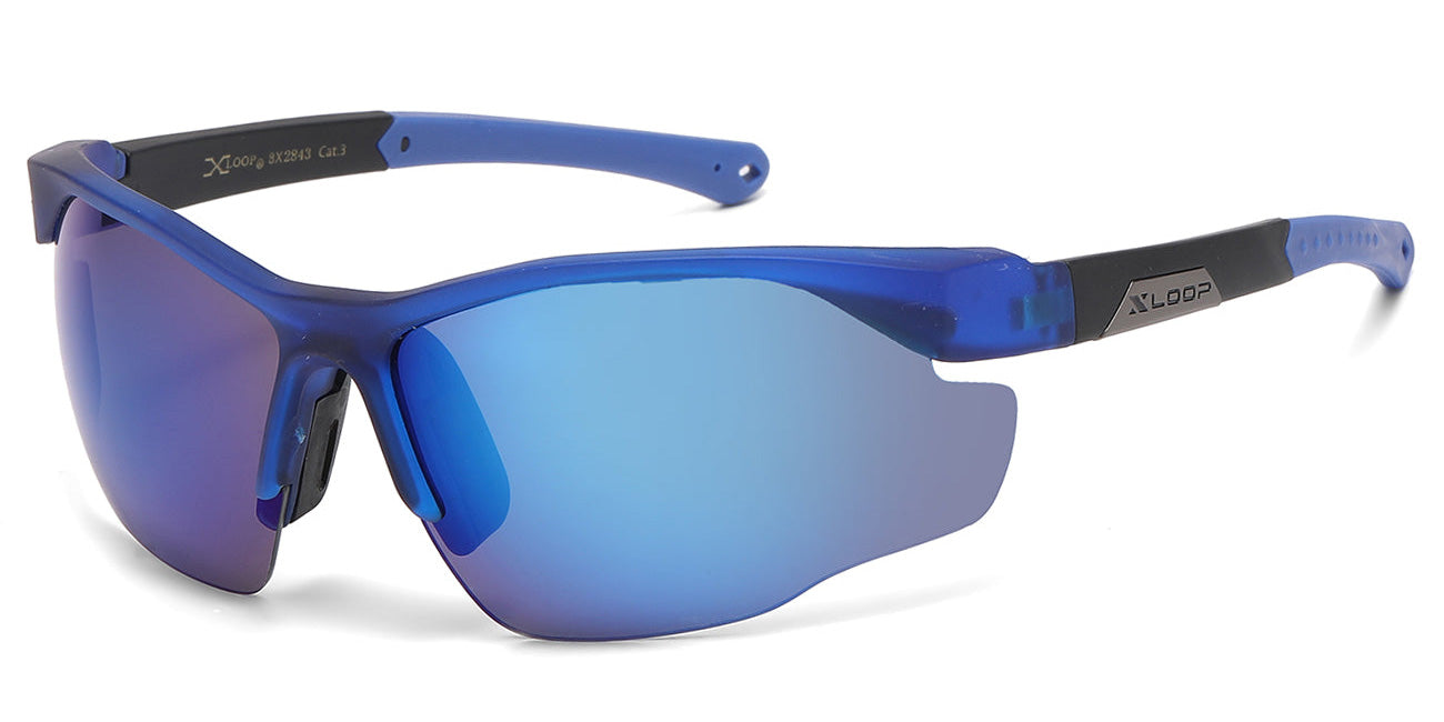 X-Loop Half-Frame Sport Mirrored Sunglasses in Bulk X2843 – OE