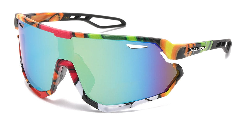 X-Loop Sport Shield Graffiti Color Print Bulk Sunglasses X3717