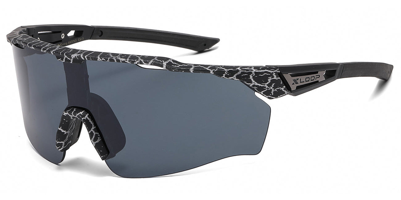 X-Loop Sport Shield Lightning Print Wholesale Sunglasses X3743