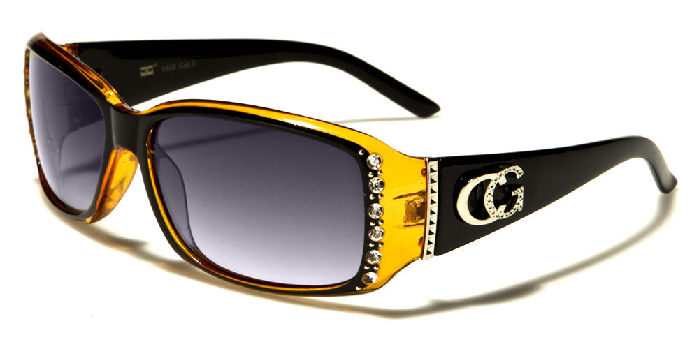 CG Rhinestone Women's Rectangle Sunglasses RS1808CG - 100% UV400, NEW