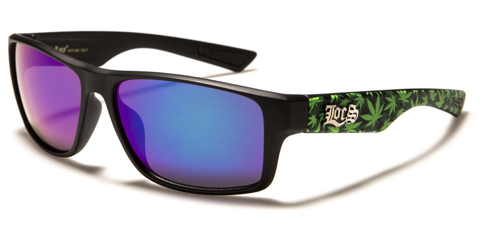 Locs Sunglasses Marijuana Leaf Pattern – Matte Rectangular Frame With UV 400 Protection